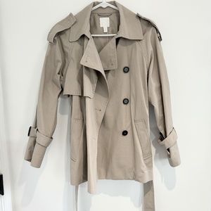 H&M short overfit trench jacket in beige